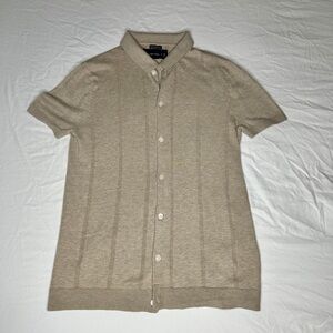 Abercrombie & Fitch Featherweight Button-Up Polo (S) Small - Cream Tan